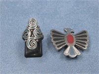 Silver Tone Inlay Bolo Charm & Ring