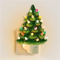 Blissun Ceramic Christmas Tree Night Light, 6"