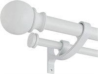 Lwiiom Double Curtain Rods  Matte White  72-144