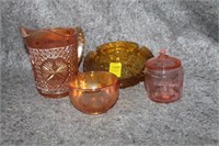 MIXED LOT OF CARNIVAL AND DEPRESSION GLASS