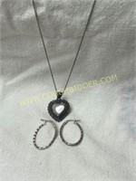 925 silver heart pendant and earrings