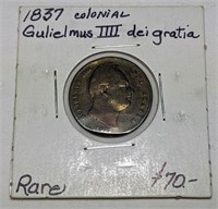 1837 colonial Gulielmus III degratia coin