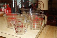 3 Pyrex Measuring Cups Including 1, 2 and 4 Cups