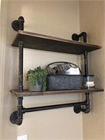 Industrial Pipe Shelf 19.6in with Towel Bar