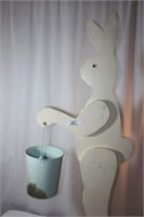 Standing Wooden Easter Bunny w/ Bucket