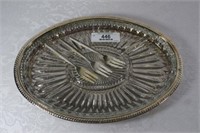 5 Sectioned Silver Plated Relish Dish w/ Forks