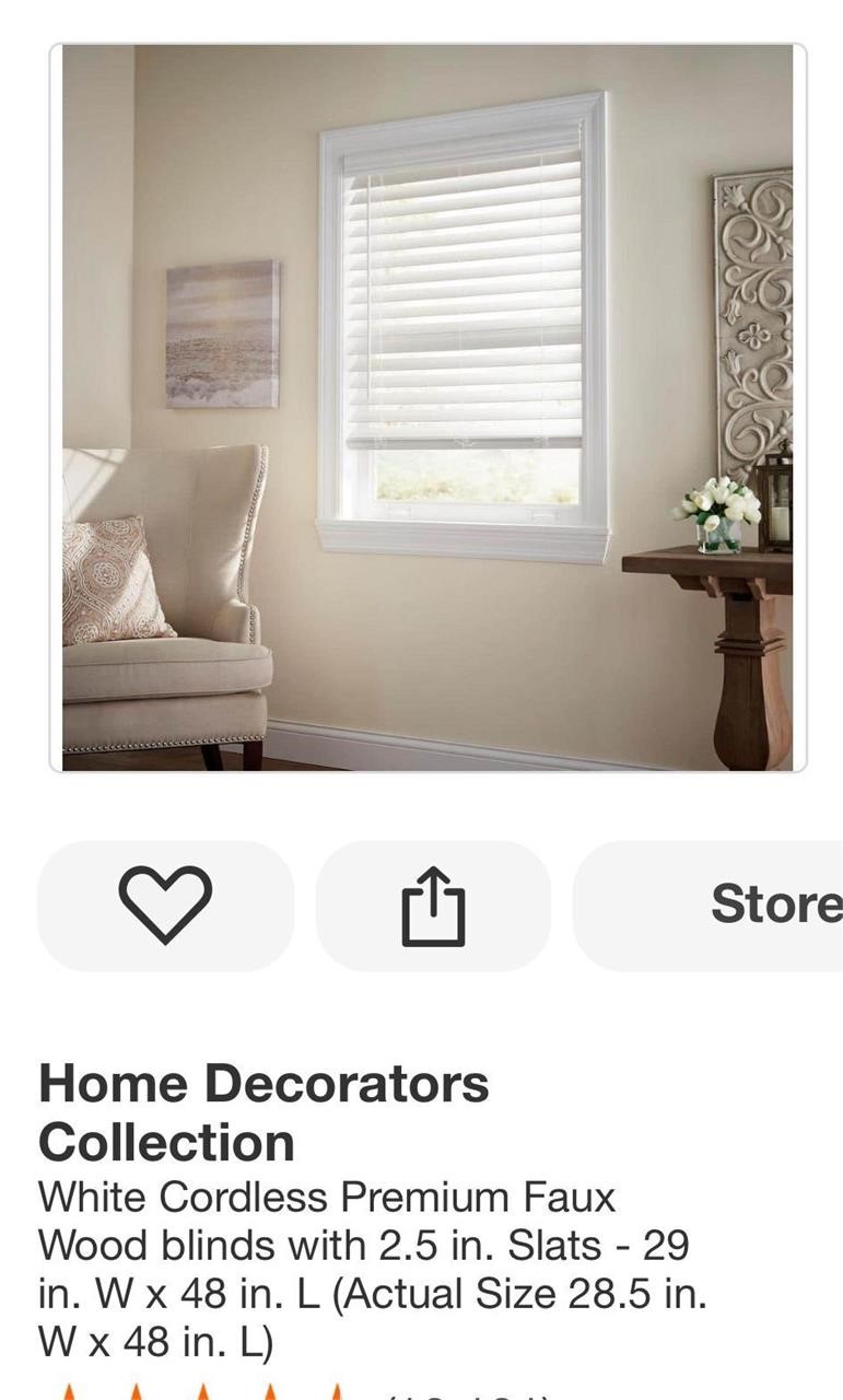White Cordless Premium Faux Wood blinds