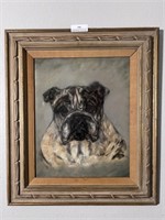 Signed Bulldog in Wood Frame