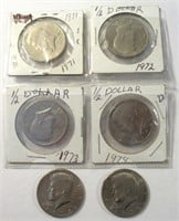 (6) Kennedy Half Dollars, 1970's