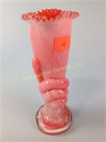 Cased glass hand vase