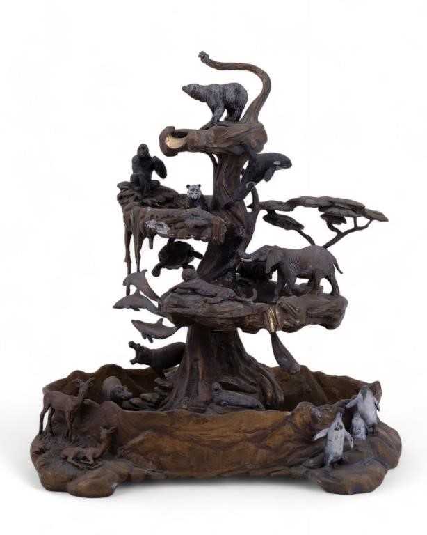 Chinese Bronze & Brass Animal Fountain Sculpture