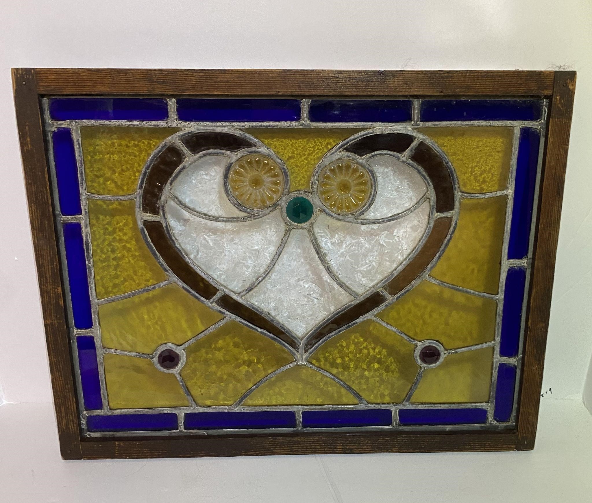 Stained Glass Panel with Heart Design