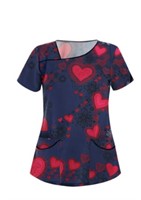 LARGE Graphic Print Scrubs Top for Women, Animals