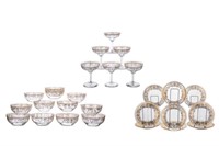 SET OF VENETIAN GLASSES, PLATES, AND BOWLS