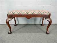 Wood Chippendale Bench - Upholstered
