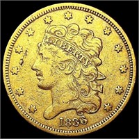 1836 $5 Gold Half Eagle NICELY CIRCULATED