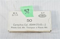 Cartuchos Cal .45M4 (50)