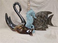 Seahorse, Wood Fish, Handblown Glass Fish & Swan