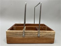 Silverware Caddy with Handle, Wooden Utensil