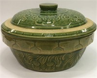 Green Glazed Pottery Bowl With Lid