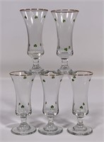 5 Sherry cordial shot glasses, 4.25" tall