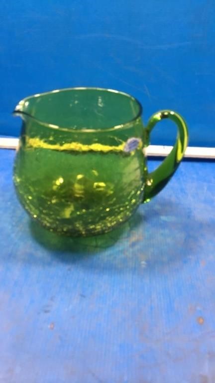 Blenko green crackled pitcher