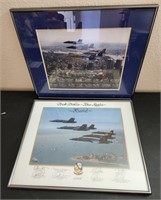 W - 2 MILITARY AIRCRAFT PRINTS FRAMED (A58)