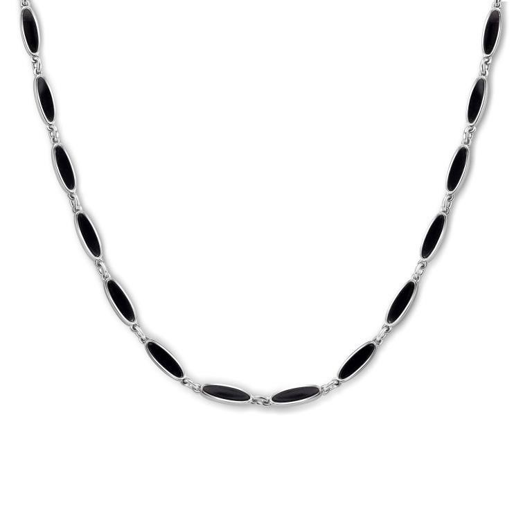 Sterling Silver-Onyx Modern Design Set