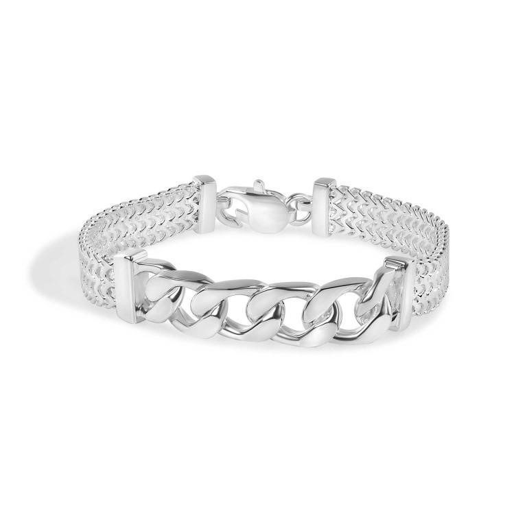 Sterling Silver-Mixed Design Link Bracelet