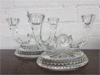 Pair of Double Candle Glass Holders