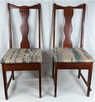 Pair of Vintage Solid Wood Dining Chairs