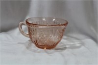 A Rose Pattern Pink Depression Glass Cup