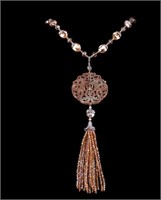 Crystal Necklace w/ Chinese Style Pendant