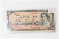1954 CANADA TWO DOLLAR BILL