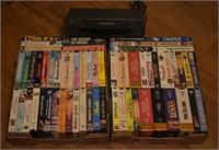 Large Lot of VHS Tape Movies w/ VCR