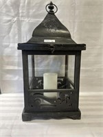 Large Wood & metal lantern candle holder 22"h