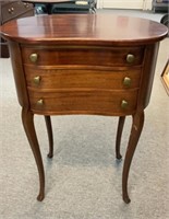 Kidney Shaped Mahogany 3 Drawer Side Table