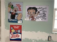 (3) decorator signs - (2) Popeye, (1) Betty Boop