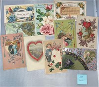 10 Valentine's Antique/VTG Postcards Ephemera