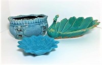 Glazed Teal Accent Items Lot of 3
