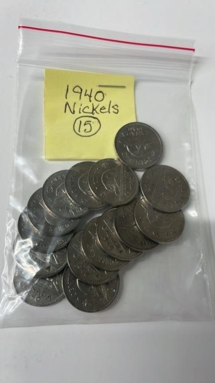 15 1940 Canadian Nickels
