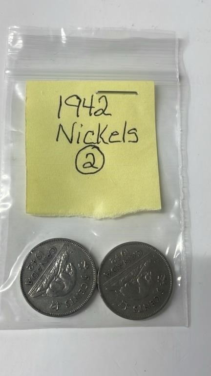 2 1942 Canadian Nickels