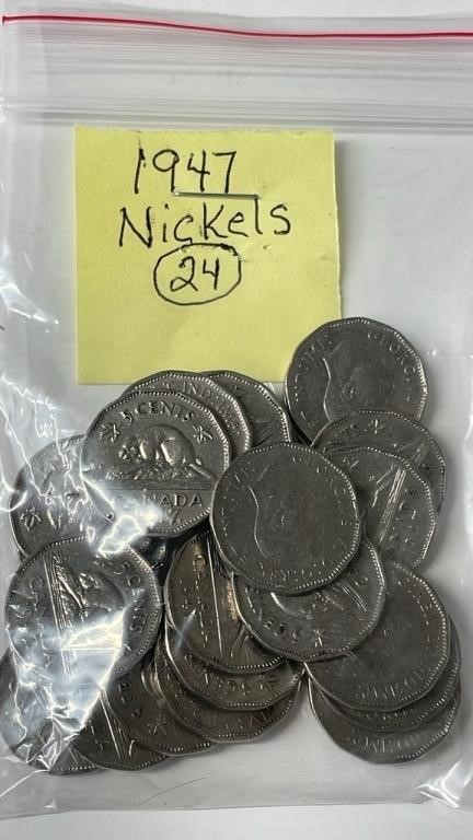 24 1947 Canadian Nickels