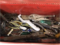 MASTERCRAFT RED METAL TOOL BOX WITH MISC TOOLS