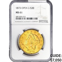 1873 $20 Gold Double Eagle NGC MS61 Open 3