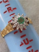 18 Carat Emerald and Diamond Cluster Ring