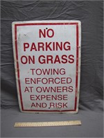 Retired Metal "No Parking on Grass" Sign