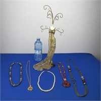 Lady Figure Jewelry Display Stand w/ 5 Necklaces