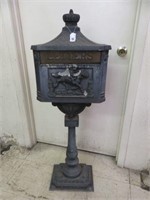 VINTAGE CAST IRON FIGURAL MAILBOX 45"T X 15"W X