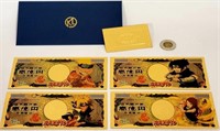 Collection de billets NARUTO gold foil 24K